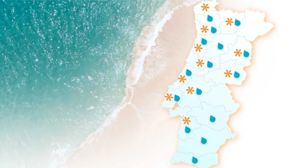 Mapa de Portugal e imagem de verão na newsletter do GrupoConcept